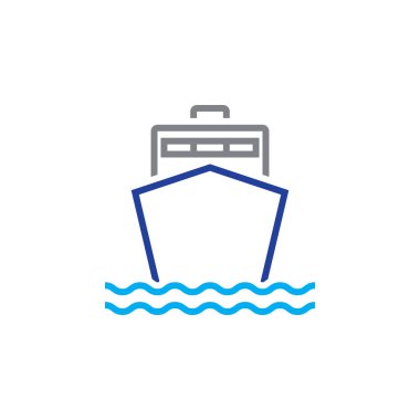 Gemi satırı simgesi, anahat tekne vektör logosu, doğrusal piktogram whit üzerinde izole