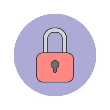 Kilit ince çizgi simgesi, güvenlik Anahat vektör logo illüstrasyon, üzerinde beyaz izole doğrusal renkli sembol dolu.