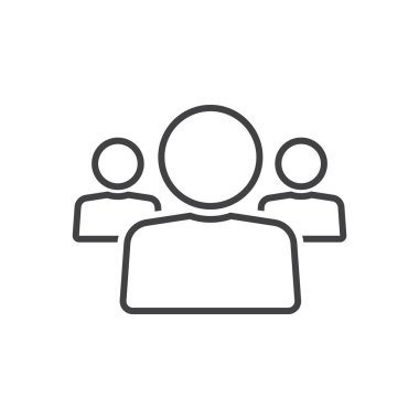 İnsanlar satır simgesi, takım liderlik Anahat vektör logo illüstrasyon, doğrusal piktogram beyaz izole