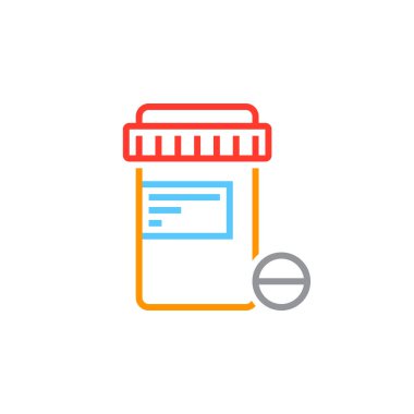 Hapı şişe satırı simgesi, ilaçlar kavanoz Anahat vektör logo illüstrasyon, üzerinde beyaz izole doğrusal renkli sembol