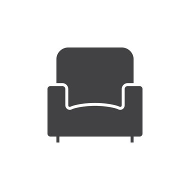 sandalye, koltuk simge vektör, sağlam düz işareti, beyaz, logo illüstrasyon izole piktogram