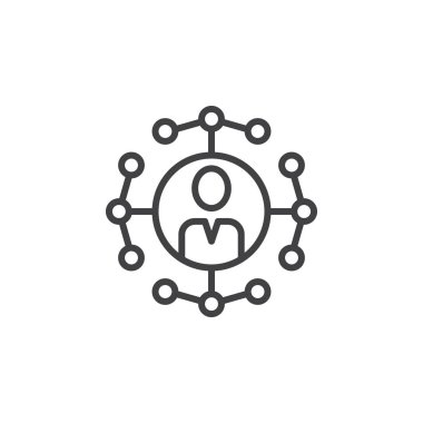 sosyal ağ bağlantılar satırı simgesi, Anahat vektör işareti, doğrusal piktogram beyaz izole. Logo illüstrasyon