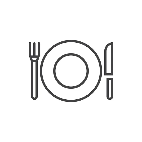 Plate Fork Knife Line Icon Dishware Outline Vector Sign Linear — Stock Vector