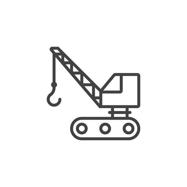 Crawler Crane Line Icon Outline Vector Sign Linear Pictogram Isolated — Stock Vector