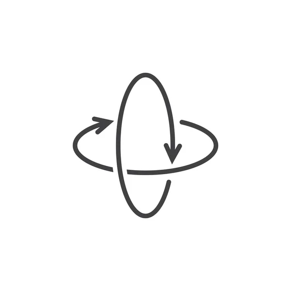 360 度回転矢印線アイコン バーチャルリアリティ アウトライン ベクトルのロゴの図 線形のピクトグラムを白で隔離 — ストックベクタ