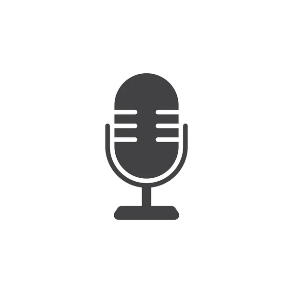 Eski Mikrofon Simge Vektör Kayıt Düz Işareti Beyaz Logo Illüstrasyon — Stok Vektör