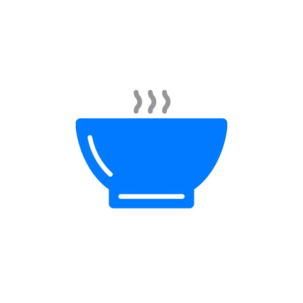 热汤碗图标向量 坚实的平的标志 五颜六色的象形图查出在白色 标志例证 — 图库矢量图片