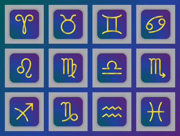 Dierenriem Vector Tekenen Astrologie Lijn Pictogrammen Lineaire Logo Afbeelding Horoscoop — Stockvector