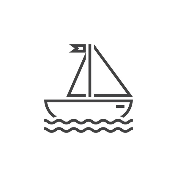 Zeilschip Lijn Pictogram Overzicht Zeilboot Vector Logo Lineaire Pictogram Van — Stockvector