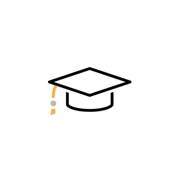 Icône Ligne Chapeau Graduation Illustration Logo Vectoriel Contour Pictogramme Linéaire — Image vectorielle