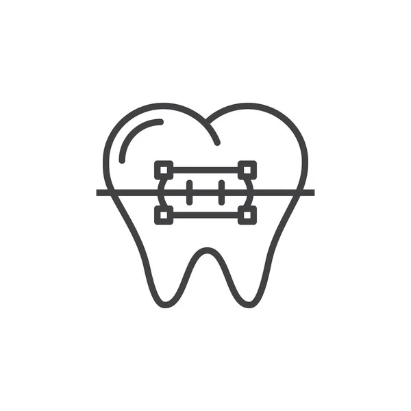 Diş Telleri Satırı Simgesi Anahat Vektör Logo Illüstrasyon Doğrusal Piktogram — Stok Vektör