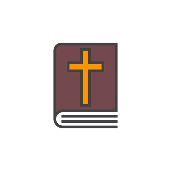 Szent Biblia Vonal Könyvikonra Vektor Töltött Szerkezeti Jel Lineáris Színes — Stock Vector