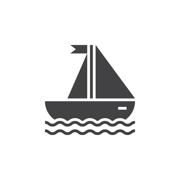 Yelken Gemi Simge Vektör Yelkenli Katı Logo Sembol Beyaz Piksel — Stok Vektör