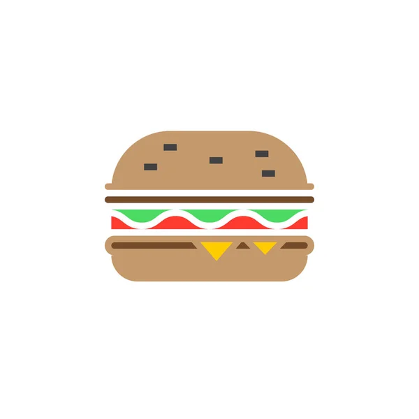 ファーストフードのシンボル ハンバーガー アイコン ベクトル ハンバーガー固体記号 ホワイト ロゴの図に分離されたカラフルな絵文字 — ストックベクタ