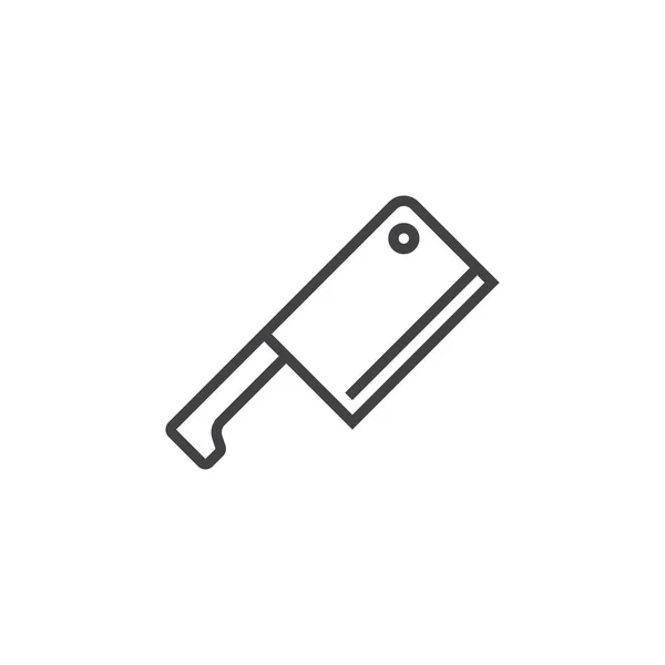 Fleischspalter Fleischermesser Liniensymbol Umrissvektorzeichen Lineares Piktogramm Auf Weiß Isoliert Logo — Stockvektor