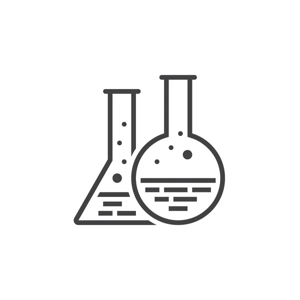 Ikon Garis Labu Kimia Logo Vektor Garis Laboratorium Piktogram Linear - Stok Vektor