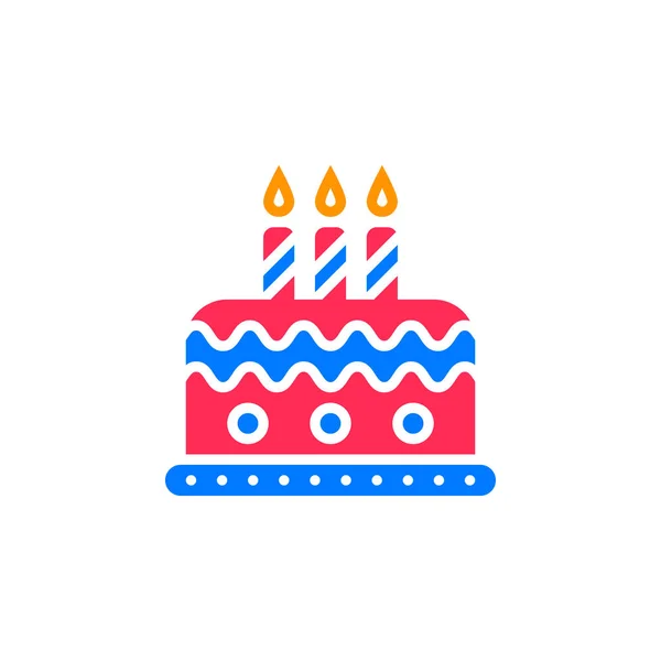 Birthday Cake Icon Vector Filled Flat Sign Solid Colorful Pictogram — Stock Vector