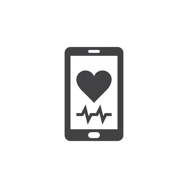 Heart Rate Mobile Monitor Symbol Smartphone Heart Icon Vector Solid — Stock Vector