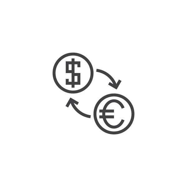 Währungswechsel Linie Symbol Umriss Vektor Logo Lineares Piktogramm Auf Weiß — Stockvektor