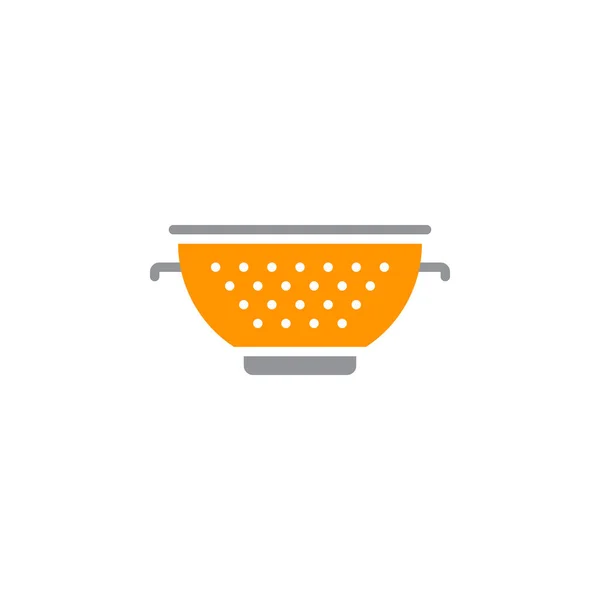 Colander Icon Vector Pasta Strainer Solid Flat Sign Colorful Pictogram — Stock Vector