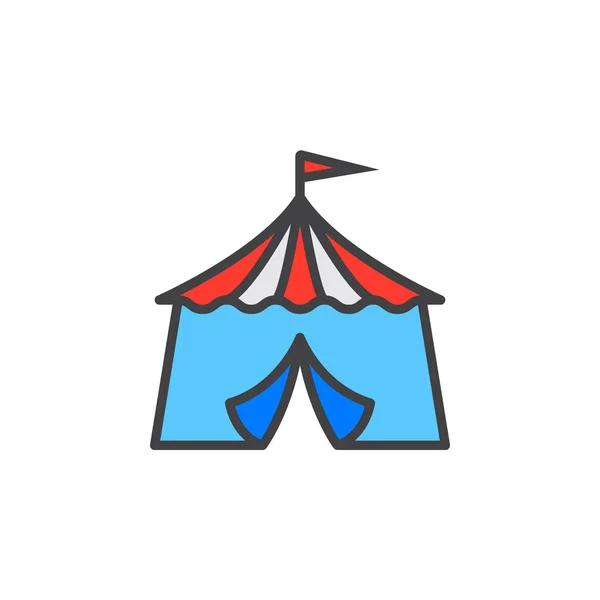 Значок Линии Цирковой Палатки Заполненный Векторный Знак Контура Линейная Красочная — стоковый вектор