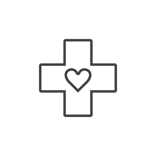 Medicinsk Symbol Hjärtat Kors Linje Ikonen Disposition Vektor Logotypen Illustration — Stock vektor