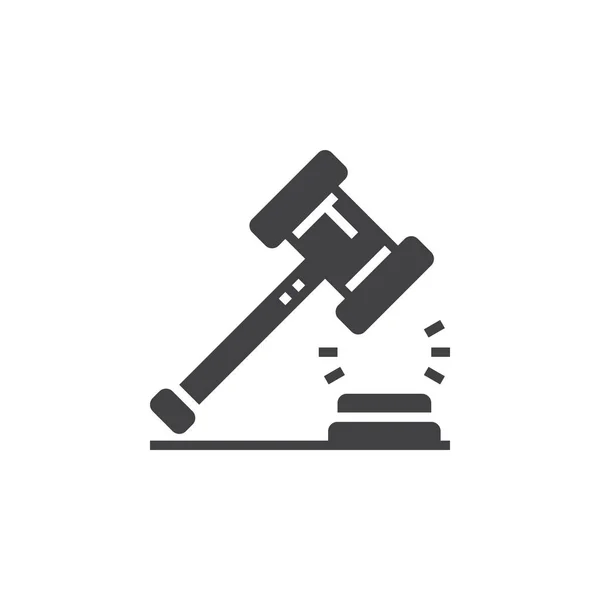 Zákon Symbol Vektorové Ikony Kladívkem Solidní Logo Ilustrace Piktogram Izolované — Stockový vektor