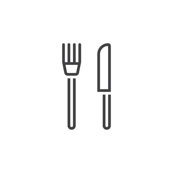 Restaurace Symbol Ikona Čáry Vidličku Nůž Vektorový Obrys Podepsat Lineární — Stockový vektor