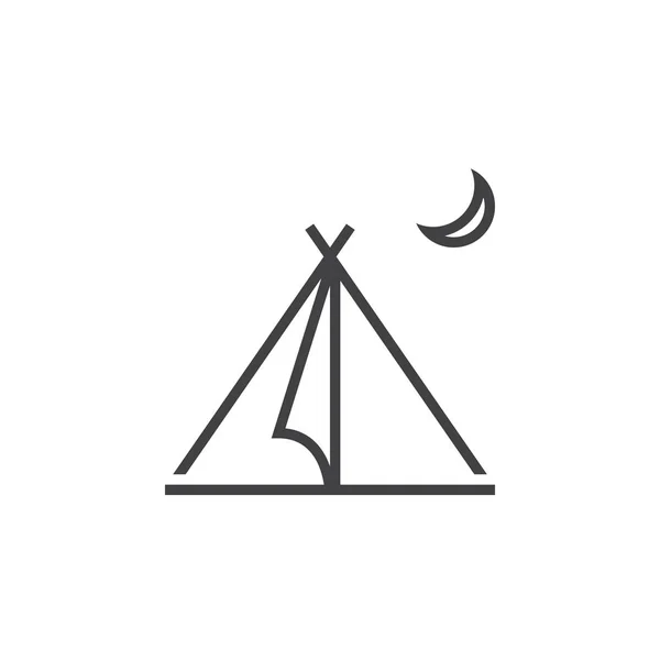 Toeristische Tent Lijn Pictogram Overzicht Vector Logo Lineaire Onderdak Pictogram — Stockvector
