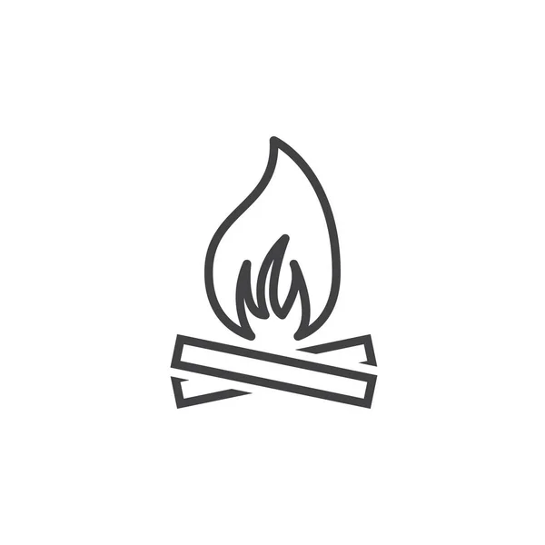 Bonfire Line Icon Outline Campfire Vector Logo Pictograma Linear Isolado — Vetor de Stock