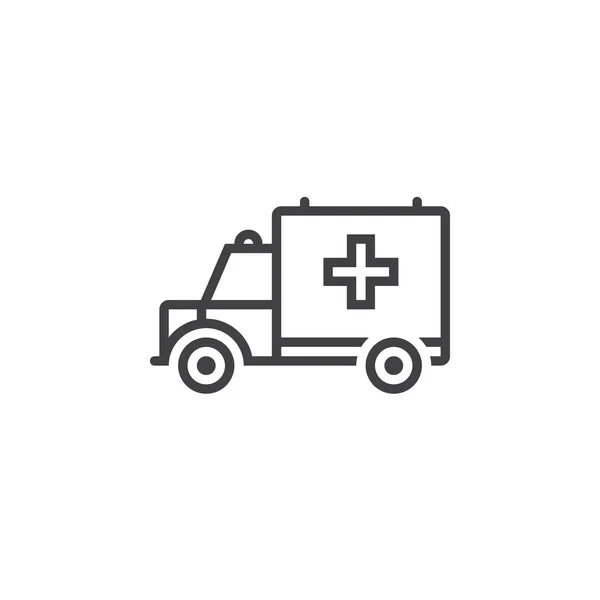 Símbolo Ambulância Ícone Linha Médica Veículo Ilustração Logotipo Vetor Esboço — Vetor de Stock