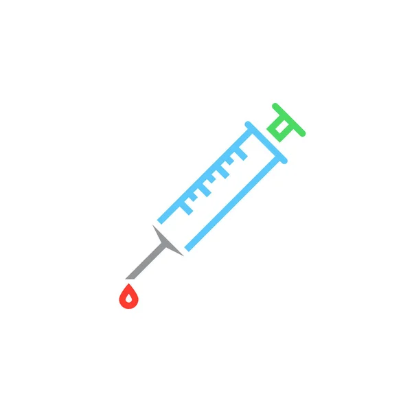 Vaccine Symbol Syringe Line Icon Outline Vector Logo Illustration Linear — Stock Vector