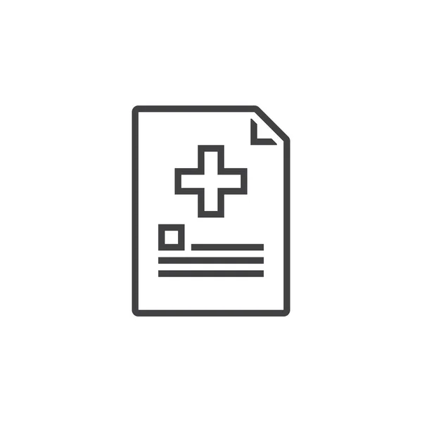 Medical Report Document Cross Line Icon Outline Vector Logo Illustration — Stock Vector