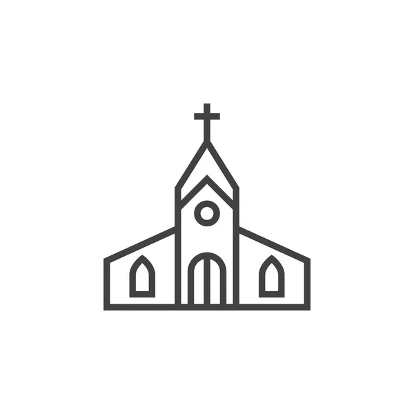 Kilise Yapı Ikonu Ana Hatlar Vektör Işareti Beyaz Üzerine Izole — Stok Vektör