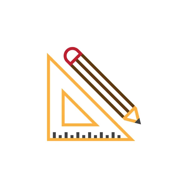 鉛筆と定規線アイコン アウトライン ベクトルのロゴ ピクセル完璧なイラストに分離線形のピクトグラム — ストックベクタ