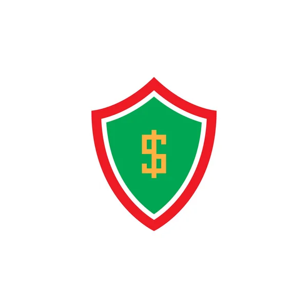 Escudo Con Dólar Símbolo Icono Vector Protección Logotipo Sólido Pictograma — Vector de stock