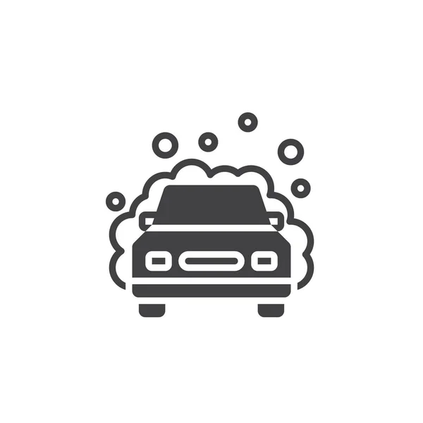 洗車のアイコン ベクトルいっぱいフラット記号 ホワイト ロゴの図に分離された固体のピクトグラム — ストックベクタ