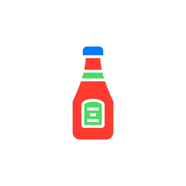 Ketchup Vector Icono Botella Signo Plano Sólido Pictograma Colorido Aislado — Vector de stock