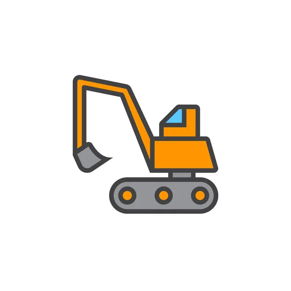 Excavator Crawler Digger Line Icon Filled Outline Vector Sign Linear — Stock Vector