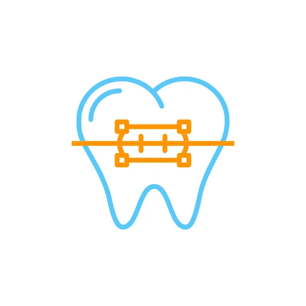 Diş Telleri Satırı Simgesi Anahat Vektör Logo Illüstrasyon Üzerinde Beyaz — Stok Vektör