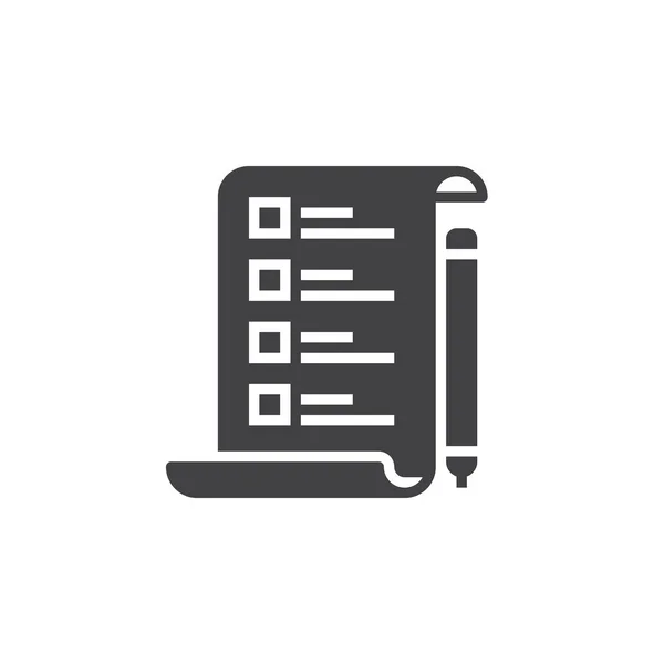 Liste Contrôle Icône Vecteur Panneau Plat Rempli Pictogramme Solide Isolé — Image vectorielle