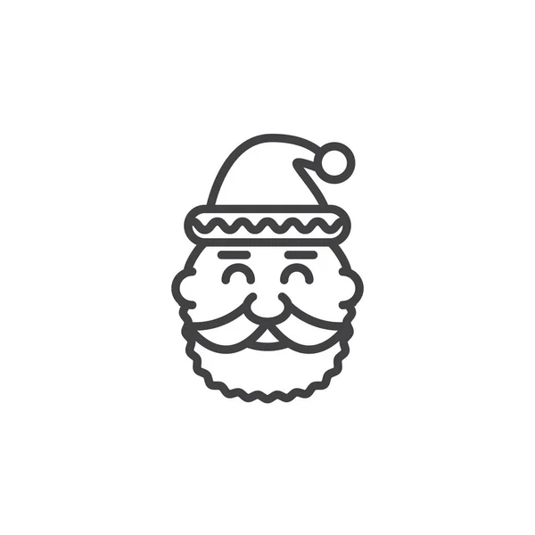 Weihnachtsmann Kopf Linie Symbol Umriss Vektorzeichen Lineares Piktogramm Auf Weiß — Stockvektor