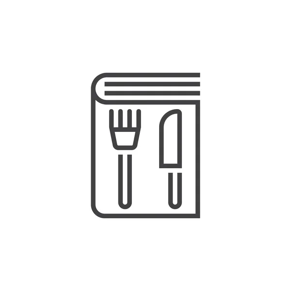 Icône Ligne Livre Cuisine Signe Vectoriel Contour Pictogramme Linéaire Isolé — Image vectorielle