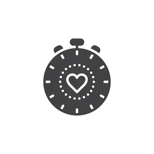 Herz Kreislauf Training Stoppuhr Mit Herz Symbol Vektor Solide Logo — Stockvektor
