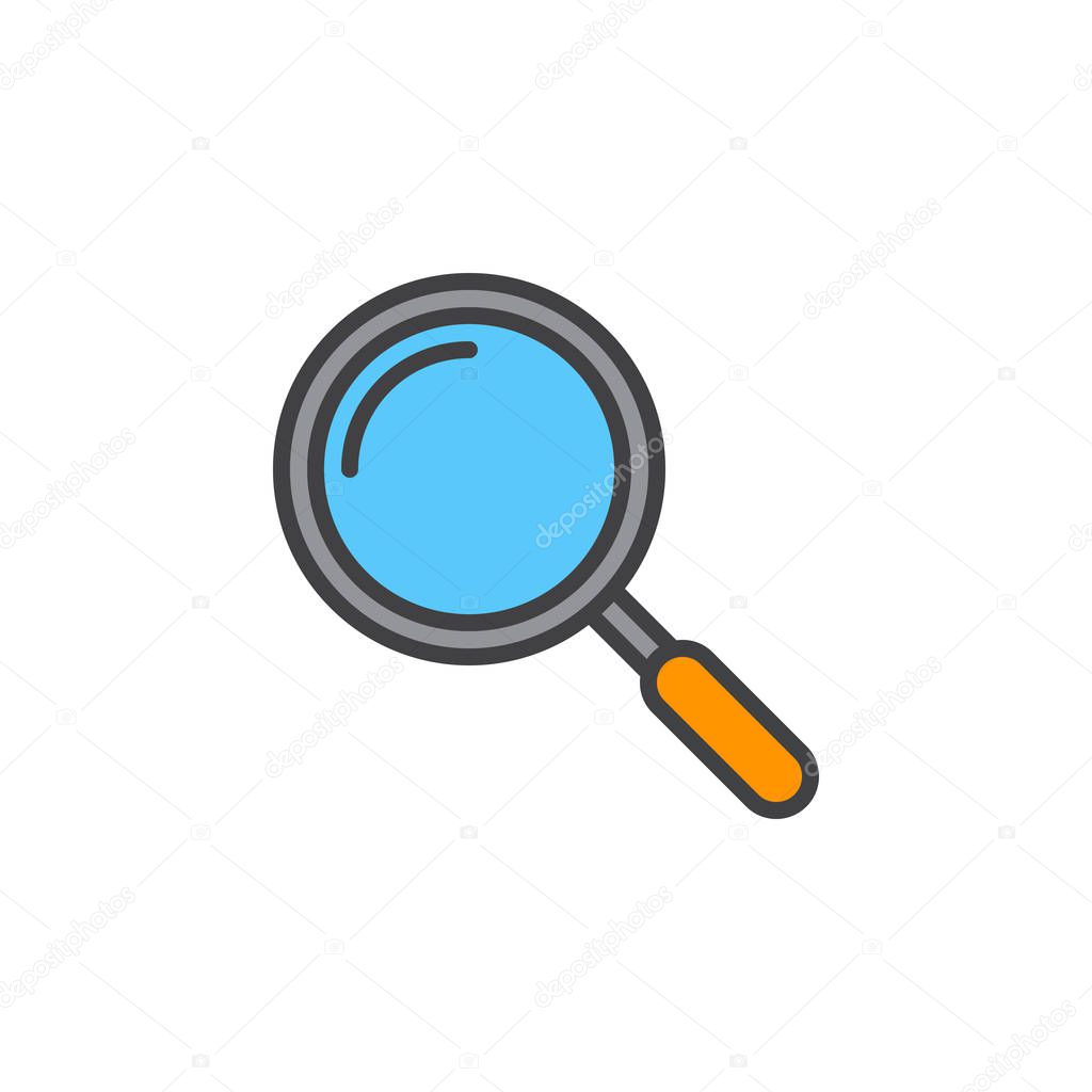 magnifying glass line icon, filled outline vector sign, linear colorful pictogram isolated on white. logo illustration