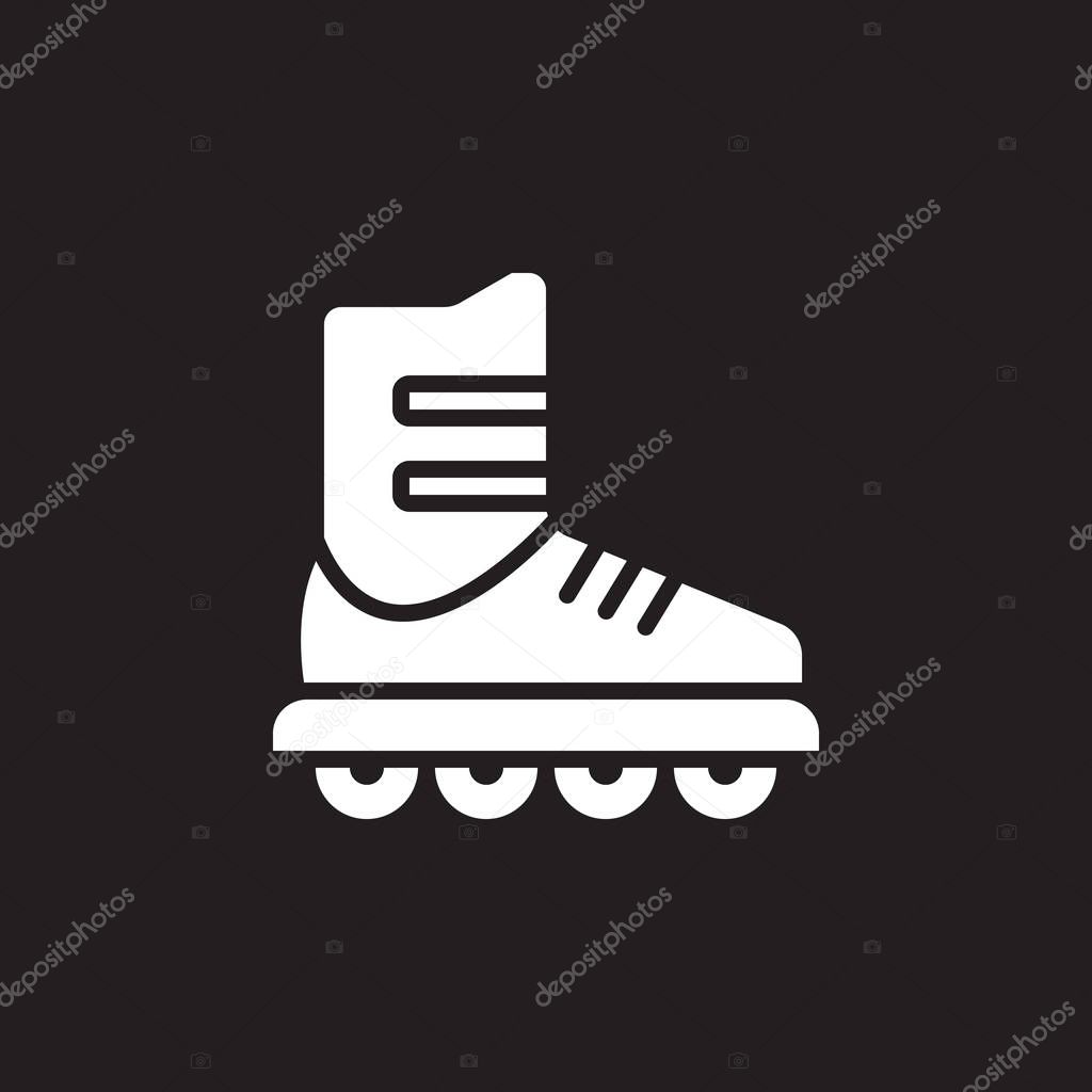 Inline skate icon vector, roller solid flat sign, pictogram isolated on black, logo illustration