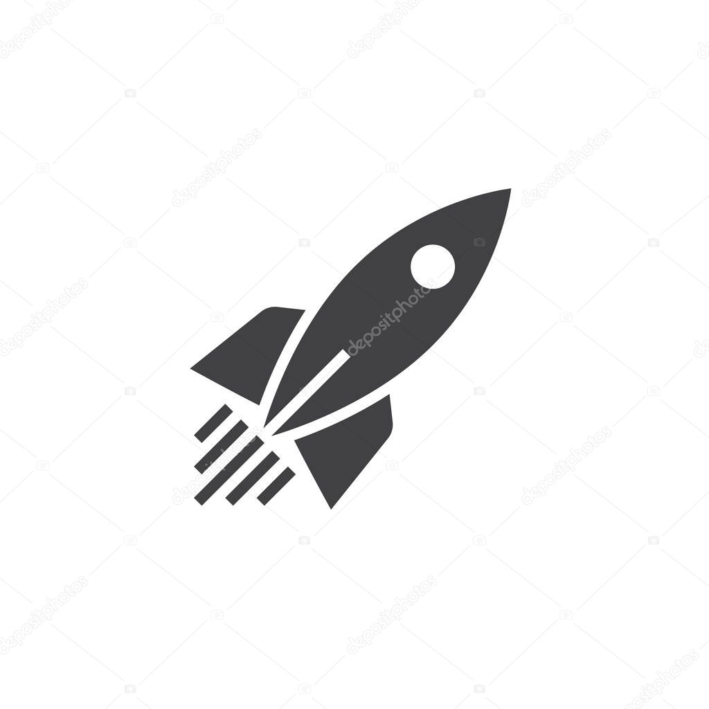 rocket ship icon vector, solid logo, pictogram isolated on white, pixel perfect illustration
