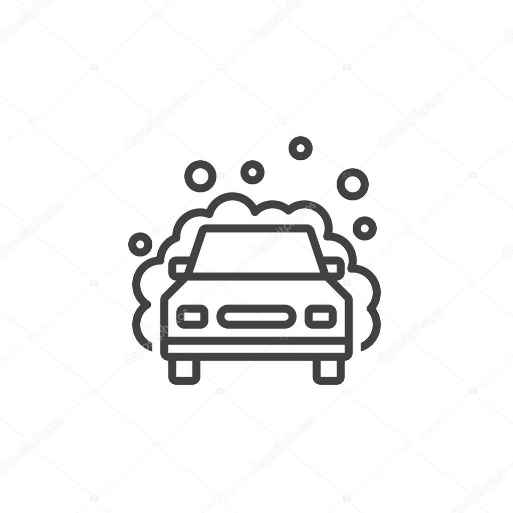 Car wash line icon, outline vector sign, linear pictogram isolated on white. logo illustration