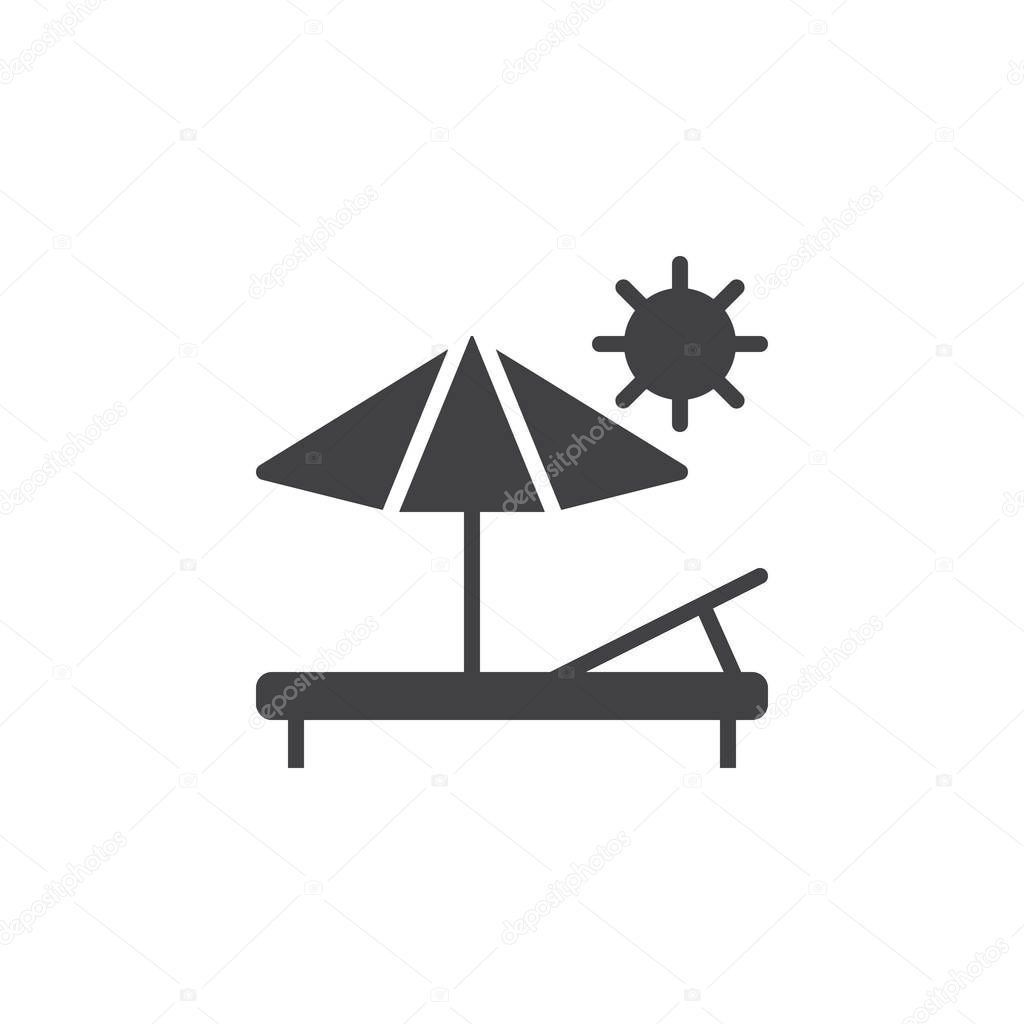 Vacation, sun lounger icon vector, filled flat sign, solid pictogram isolated on white, logo illustration