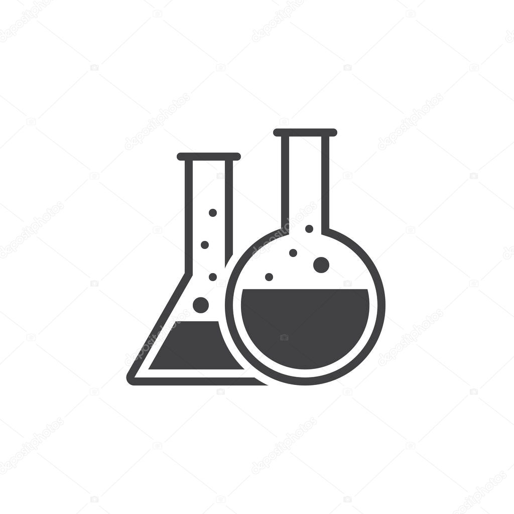 Chemistry flask icon vector, lab solid logo, pictogram isolated on white, pixel perfect illustration